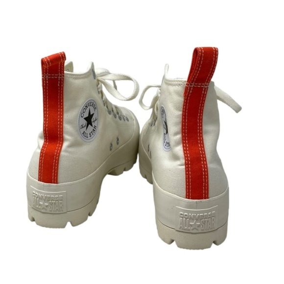 Converse Ctas Lugged Canvas Shoes High Women Size White Red Custom 572582C-WWRD - Picture 9 of 11